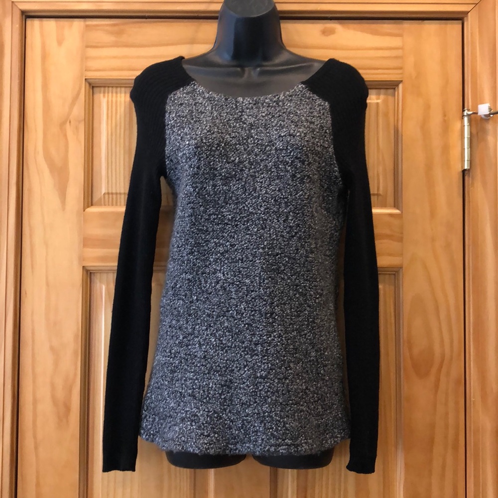 Ann Taylor Loft Wool Blend Tweed & Ribbed Sweater